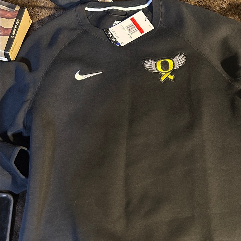 Nike Men's Black Crewneck Sweater with Logo